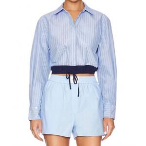 NEW SIMKHAI adryck long sleeve shirt in harbor blue stripe